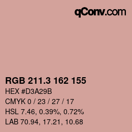 カラーコード: RGB 211.3 162 155 | qconv.com