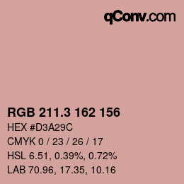 カラーコード: RGB 211.3 162 156 | qconv.com