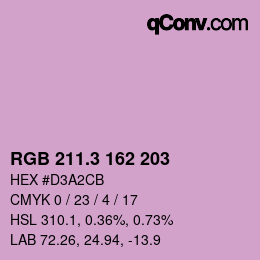 カラーコード: RGB 211.3 162 203 | qconv.com