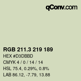 カラーコード: RGB 211.3 219 189 | qconv.com