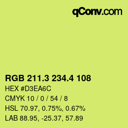 カラーコード: RGB 211.3 234.4 108 | qconv.com