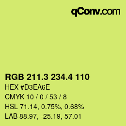 カラーコード: RGB 211.3 234.4 110 | qconv.com