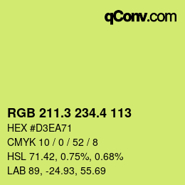 カラーコード: RGB 211.3 234.4 113 | qconv.com