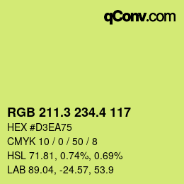 カラーコード: RGB 211.3 234.4 117 | qconv.com