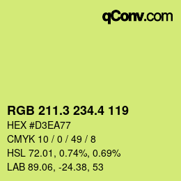 カラーコード: RGB 211.3 234.4 119 | qconv.com