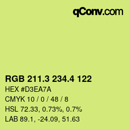 カラーコード: RGB 211.3 234.4 122 | qconv.com