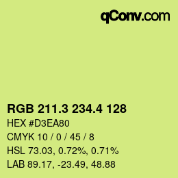 カラーコード: RGB 211.3 234.4 128 | qconv.com