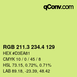 カラーコード: RGB 211.3 234.4 129 | qconv.com