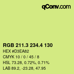 カラーコード: RGB 211.3 234.4 130 | qconv.com
