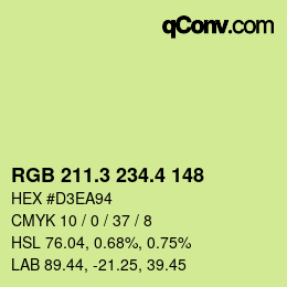 カラーコード: RGB 211.3 234.4 148 | qconv.com