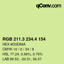 カラーコード: RGB 211.3 234.4 154 | qconv.com