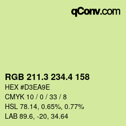 カラーコード: RGB 211.3 234.4 158 | qconv.com