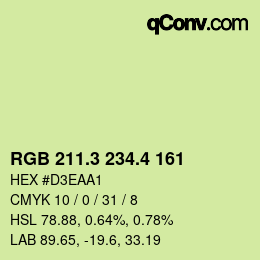 カラーコード: RGB 211.3 234.4 161 | qconv.com