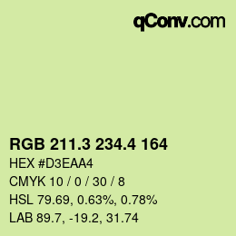 カラーコード: RGB 211.3 234.4 164 | qconv.com