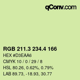 カラーコード: RGB 211.3 234.4 166 | qconv.com
