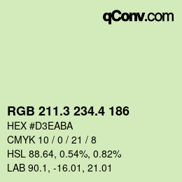 カラーコード: RGB 211.3 234.4 186 | qconv.com