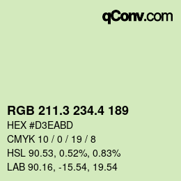 カラーコード: RGB 211.3 234.4 189 | qconv.com