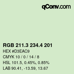 カラーコード: RGB 211.3 234.4 201 | qconv.com