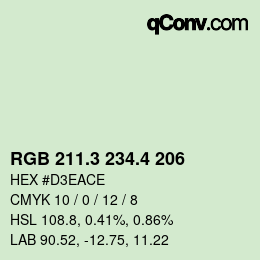 カラーコード: RGB 211.3 234.4 206 | qconv.com