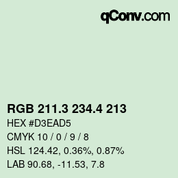 カラーコード: RGB 211.3 234.4 213 | qconv.com