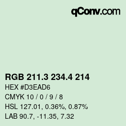 カラーコード: RGB 211.3 234.4 214 | qconv.com