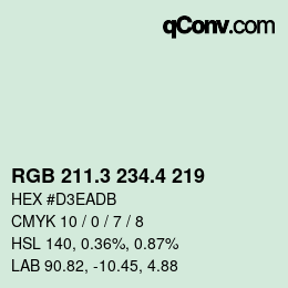 カラーコード: RGB 211.3 234.4 219 | qconv.com