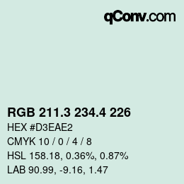カラーコード: RGB 211.3 234.4 226 | qconv.com