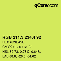 カラーコード: RGB 211.3 234.4 92 | qconv.com