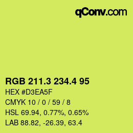 カラーコード: RGB 211.3 234.4 95 | qconv.com