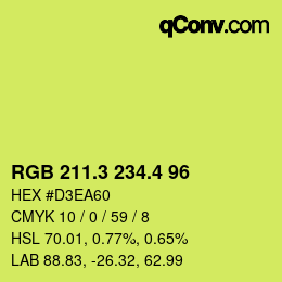 カラーコード: RGB 211.3 234.4 96 | qconv.com