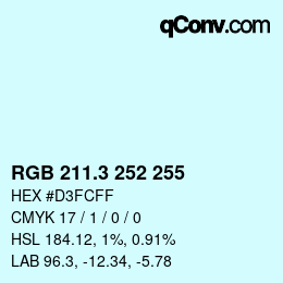 カラーコード: RGB 211.3 252 255 | qconv.com