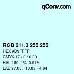 カラーコード: RGB 211.3 255 255 | qconv.com