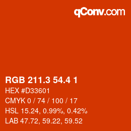 カラーコード: RGB 211.3 54.4 1 | qconv.com
