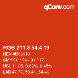 カラーコード: RGB 211.3 54.4 19 | qconv.com