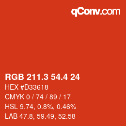 カラーコード: RGB 211.3 54.4 24 | qconv.com