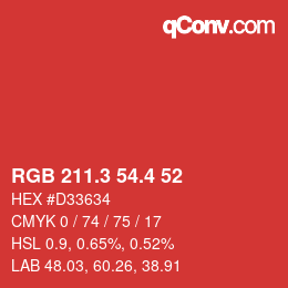 カラーコード: RGB 211.3 54.4 52 | qconv.com
