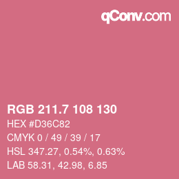 カラーコード: RGB 211.7 108 130 | qconv.com