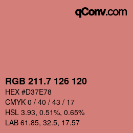 カラーコード: RGB 211.7 126 120 | qconv.com