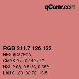 カラーコード: RGB 211.7 126 122 | qconv.com