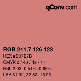 カラーコード: RGB 211.7 126 123 | qconv.com