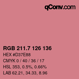 カラーコード: RGB 211.7 126 136 | qconv.com