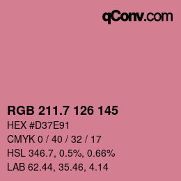 カラーコード: RGB 211.7 126 145 | qconv.com