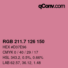 カラーコード: RGB 211.7 126 150 | qconv.com