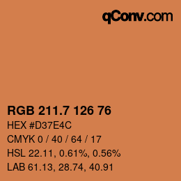 カラーコード: RGB 211.7 126 76 | qconv.com