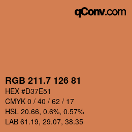 カラーコード: RGB 211.7 126 81 | qconv.com
