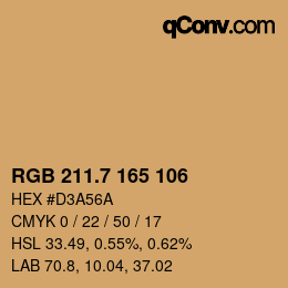 カラーコード: RGB 211.7 165 106 | qconv.com