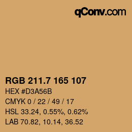 カラーコード: RGB 211.7 165 107 | qconv.com