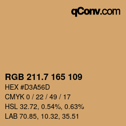 カラーコード: RGB 211.7 165 109 | qconv.com