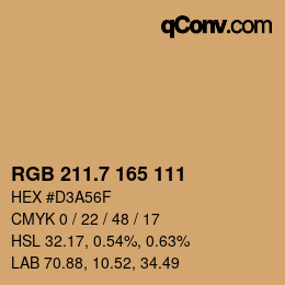カラーコード: RGB 211.7 165 111 | qconv.com