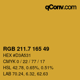 カラーコード: RGB 211.7 165 49 | qconv.com